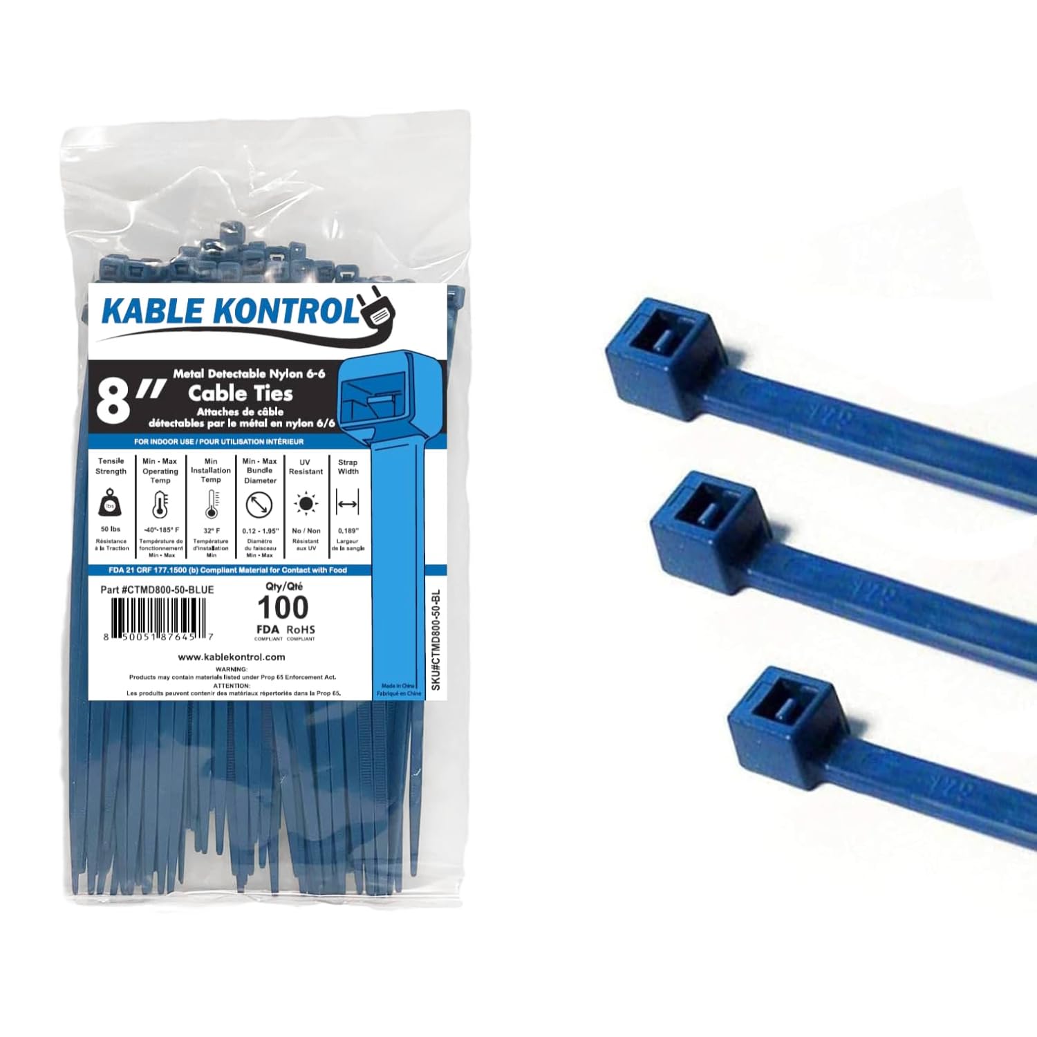 入手不可能！Wolves Tie Amazon.com: Kable Kontrol Metal Detectable Blue Zip Ties 100 Pcs 8